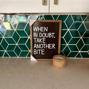 NEW Funny Kitchen Wooden Sign Home D￼ecor When In Doubt Take Another Bite 🍔